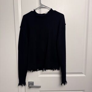 Bershka Black Frayed Knit Sweater